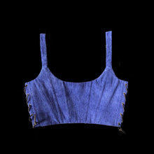 Load image into Gallery viewer, Blue Overall Side-lace Corduroy Corset
