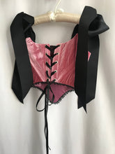 Load image into Gallery viewer, Rose Velvet Ruched Open-bust Corset

