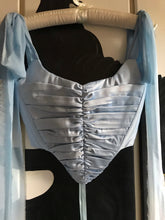 Load image into Gallery viewer, Ruched Powder Blue Satin Corset
