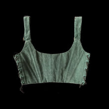 Charger l&#39;image dans la galerie, Green Overall Side-lace Corduroy Corset
