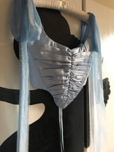 Load and play video in Gallery viewer, Ruched Powder Blue Satin Corset
