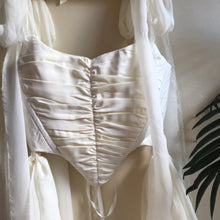 Load image into Gallery viewer, Ruched Ivory French Satin Corset
