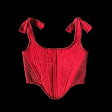 Cargar imagen en el visor de la galería, Two-Tone Red Contrast Corduroy Corset
