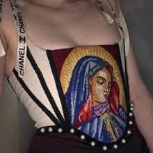 Load image into Gallery viewer, Upcycled Needlepoint Corded Mary Corset
