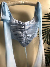 Load image into Gallery viewer, Ruched Powder Blue Satin Corset
